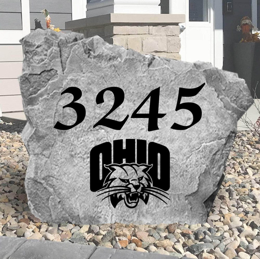 Officially licensed Ohio Bobcats address plaque crafted from durable concrete to combine stylish home identification with lasting collegiate pride.
