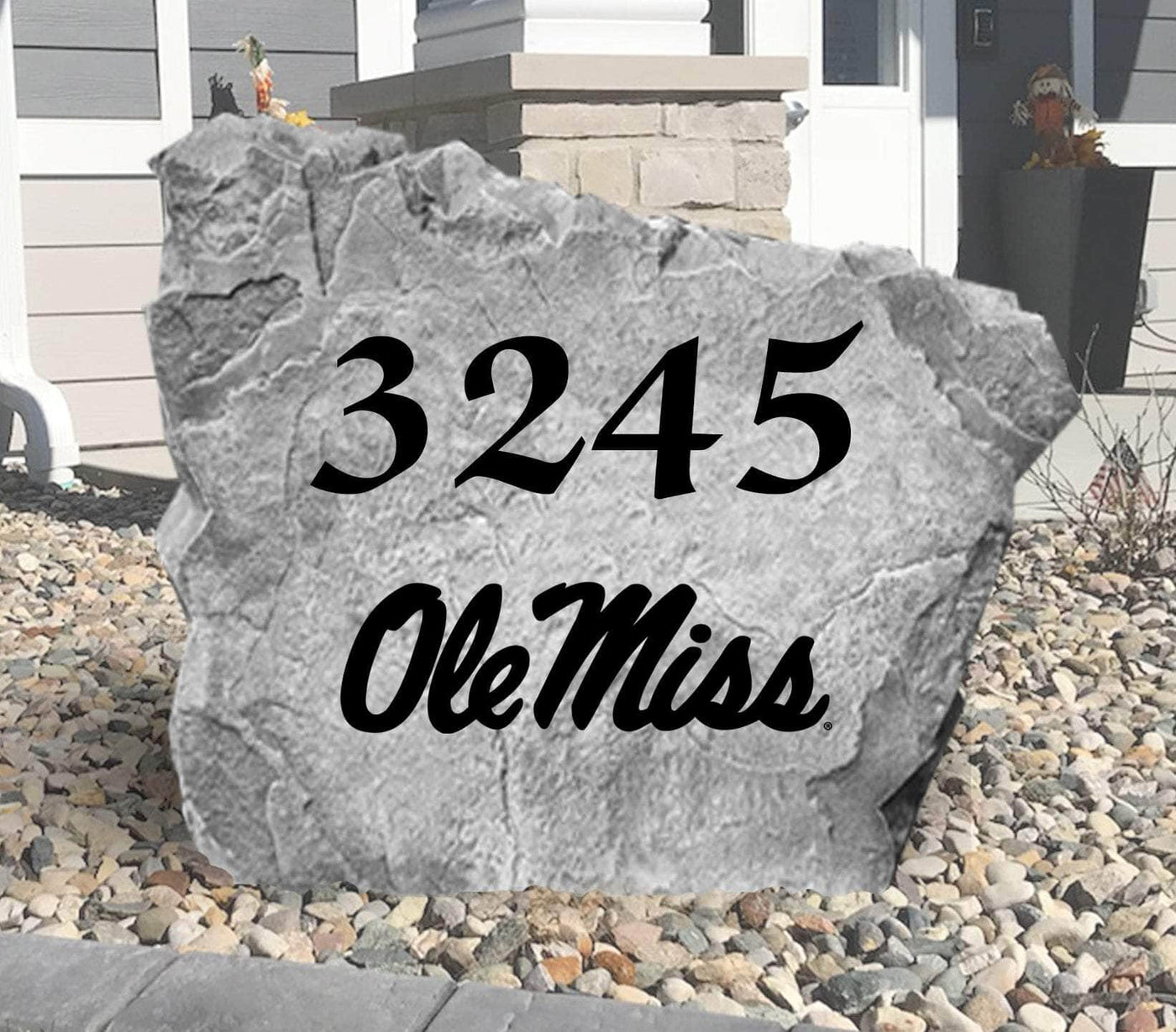 Engraved Ole Miss-themed address stone, perfect as a unique gift.