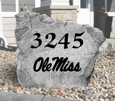 Engraved Ole Miss-themed address stone, perfect as a unique gift.