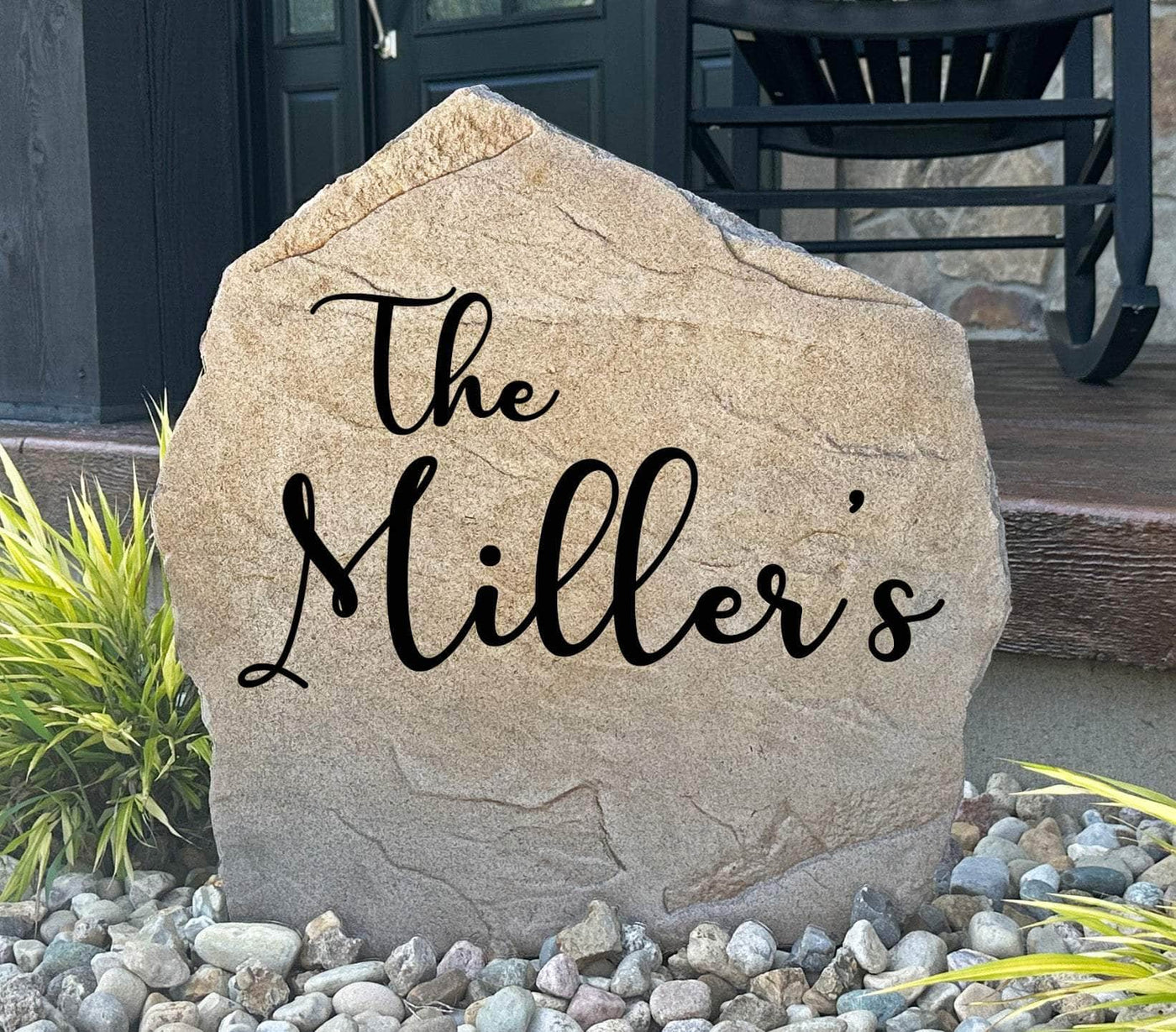 Rustic Script Name rock marker, perfect for outdoor landscaping or entryway décor