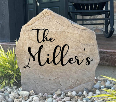 Rustic Script Name rock marker, perfect for outdoor landscaping or entryway décor