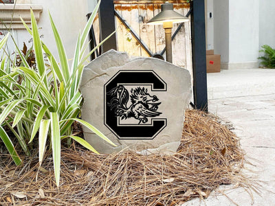 University of South Carolina logo engraved on durable stone for landscaping