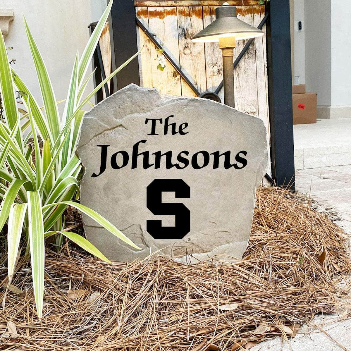 Custom Syracuse University name marker designed to celebrate Orange pride while enhancing gardens, patios, walkways, and welcoming entryways.
