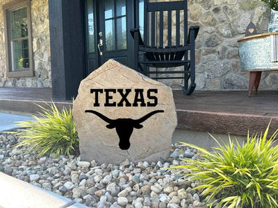 University of Texas Longhorns logo engraved rock