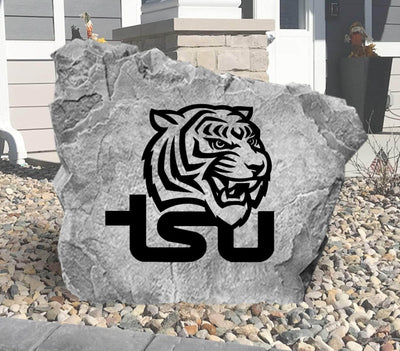 Custom TSU logo stone for alumni landscaping décor.