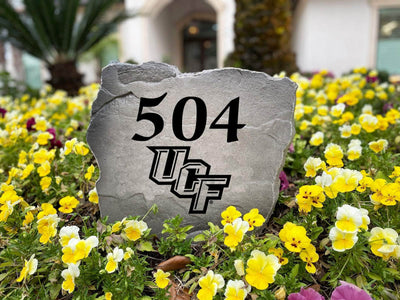 Durable UCF address rock made for outdoor landscaping and home display