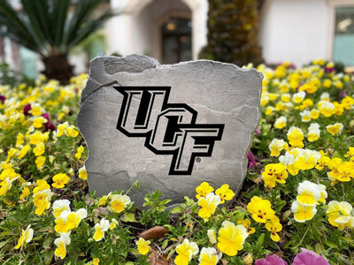 Engraved UCF Knights logo stone perfect for patio or porch decoration.