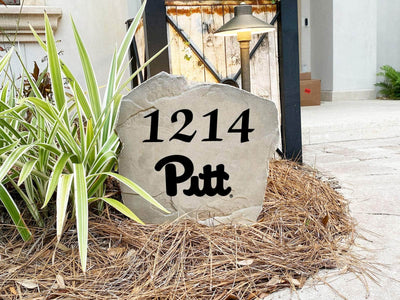 Decorative address stone with University of Pittsburgh emblem