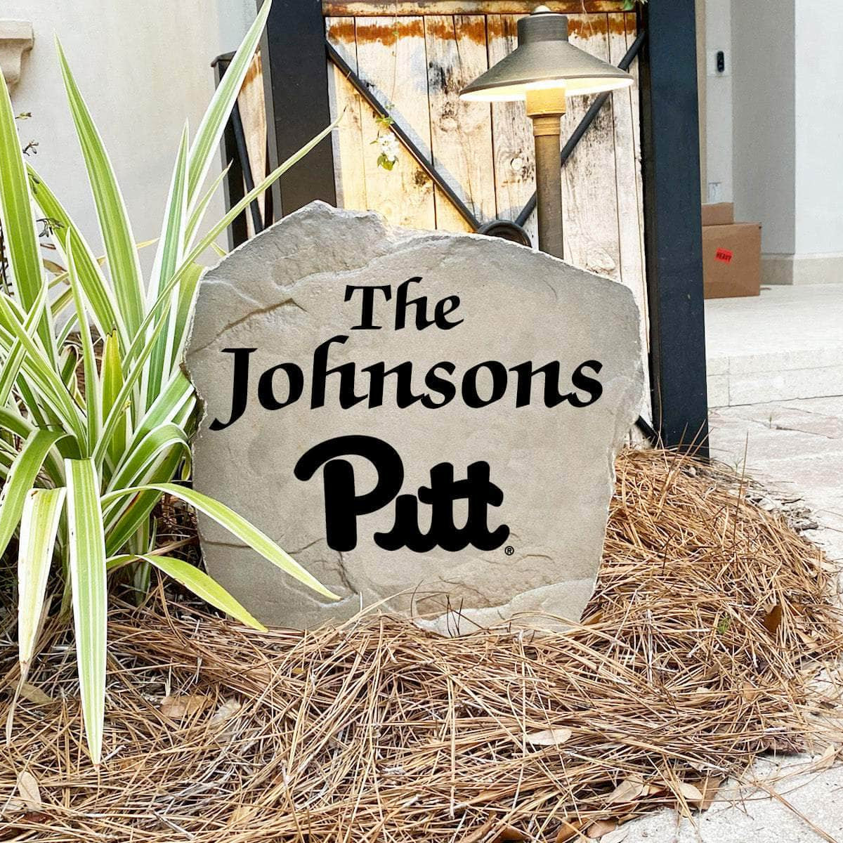 Handcrafted in the USA, this University of Pittsburgh Name Stone features officially licensed collegiate artwork with deep precision engraving. Available in Sandstone and Greystone finishes for lasting outdoor durability.