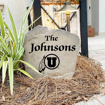 Custom University of Utah surname marker designed to highlight your Utes pride while adding character to gardens, patios, front walkways, and entryways.