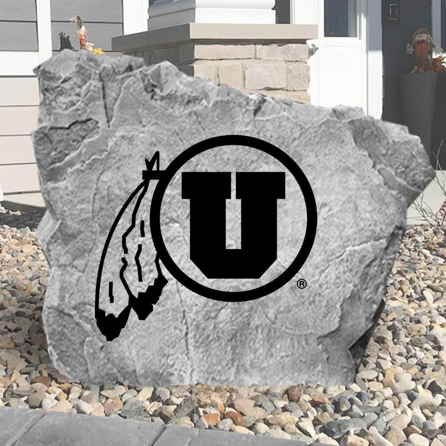 Utah Utes concrete logo plaque crafted from durable concrete, showcasing school pride with timeless outdoor style and premium craftsmanship.