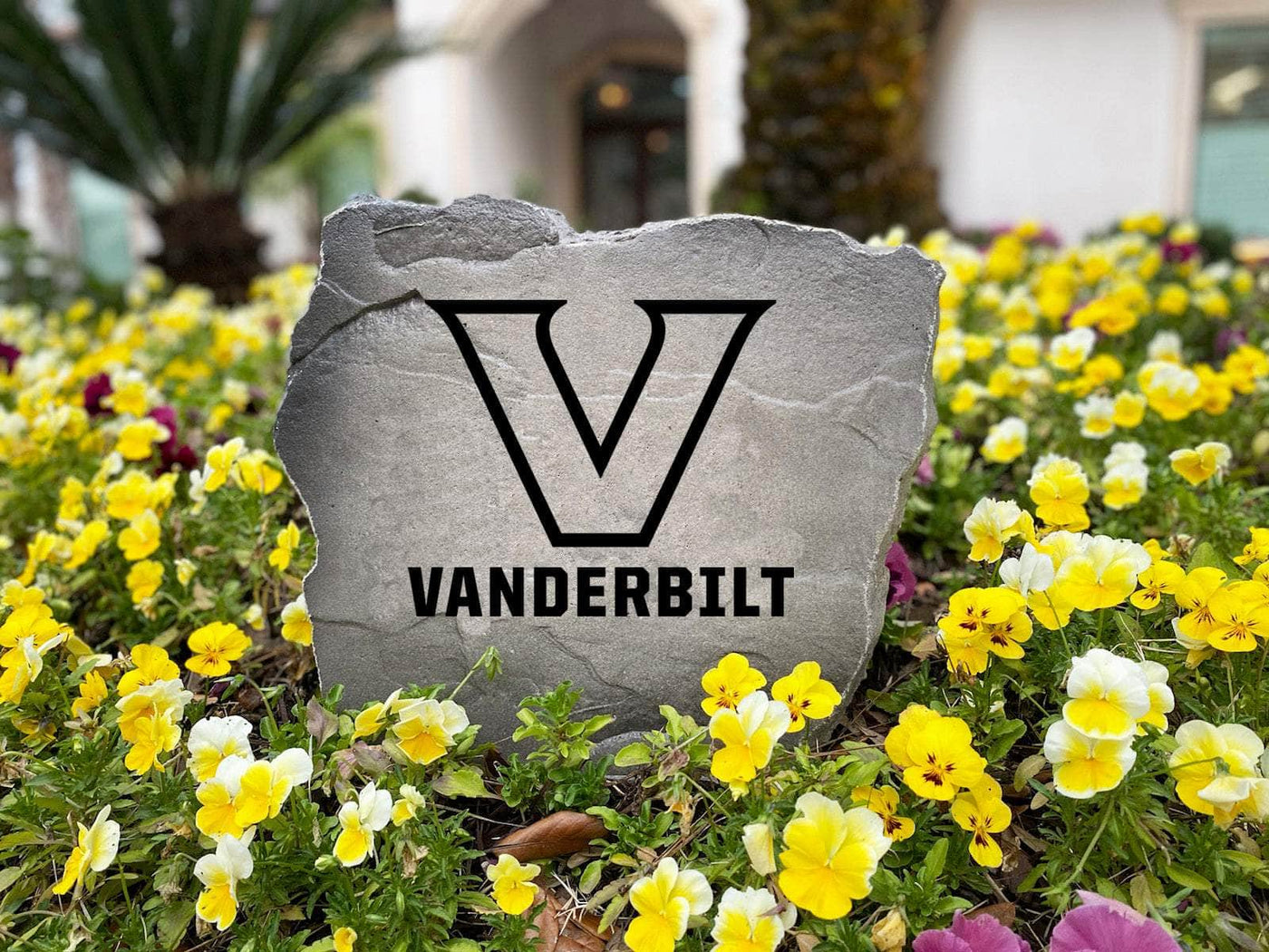 Vanderbilt University garden marker stone with logo engraving