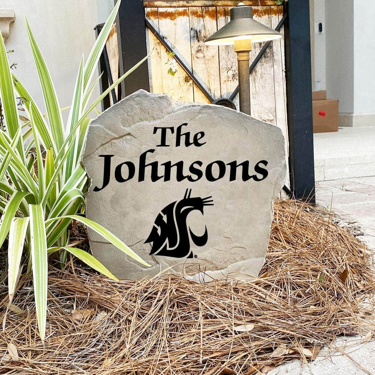 Handcrafted in the USA, this Washington State University Name Stone features officially licensed collegiate artwork with deep precision engraving. Available in Sandstone and Greystone finishes for lasting outdoor durability.