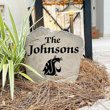 Handcrafted in the USA, this Washington State University Name Stone features officially licensed collegiate artwork with deep precision engraving. Available in Sandstone and Greystone finishes for lasting outdoor durability.