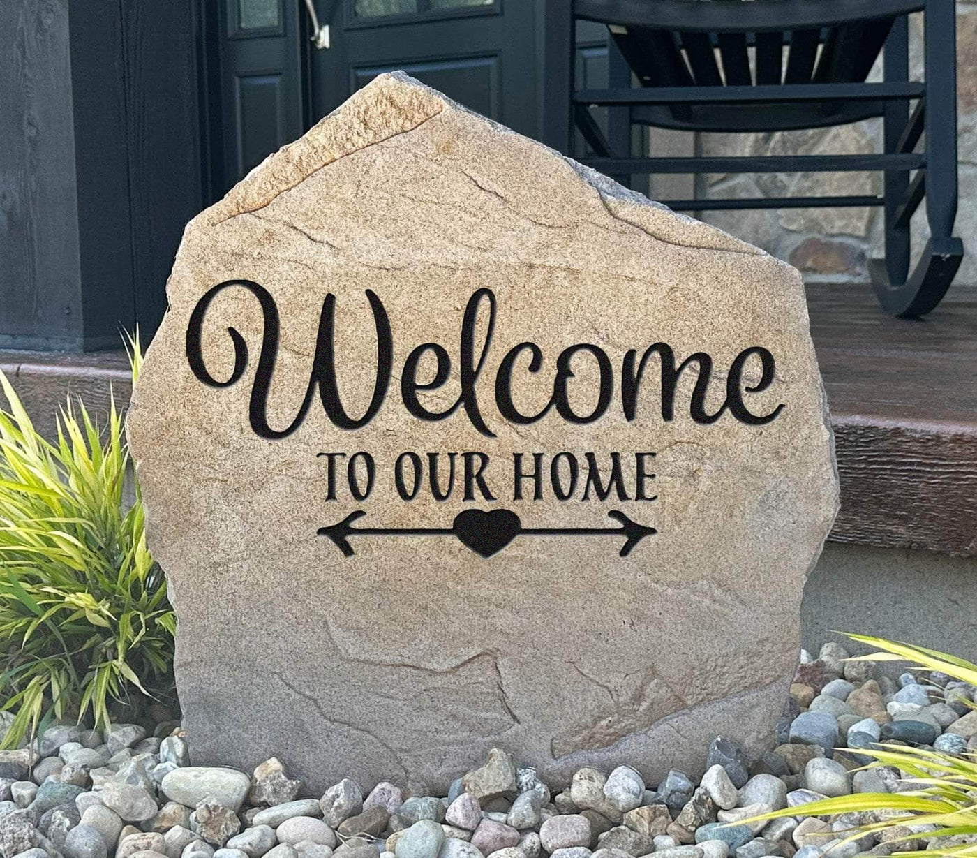Personalized Welcome To Our Home rock for garden, patio, or landscaping