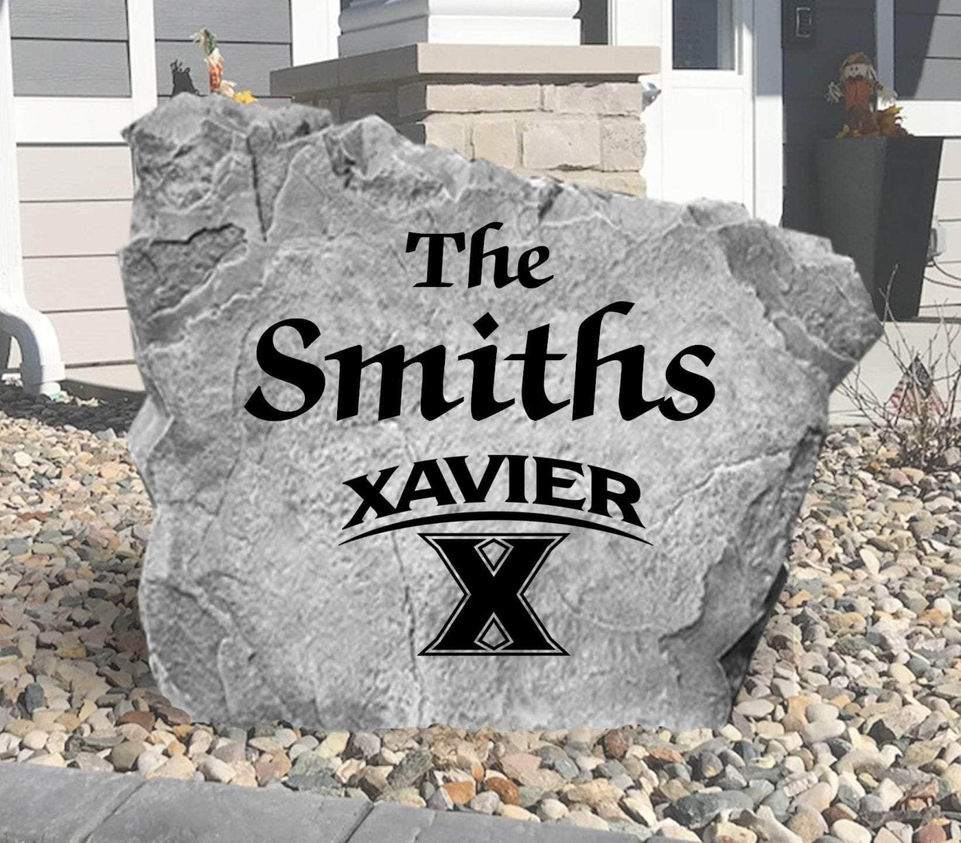 Personalized Xavier name rock for outdoor landscaping display