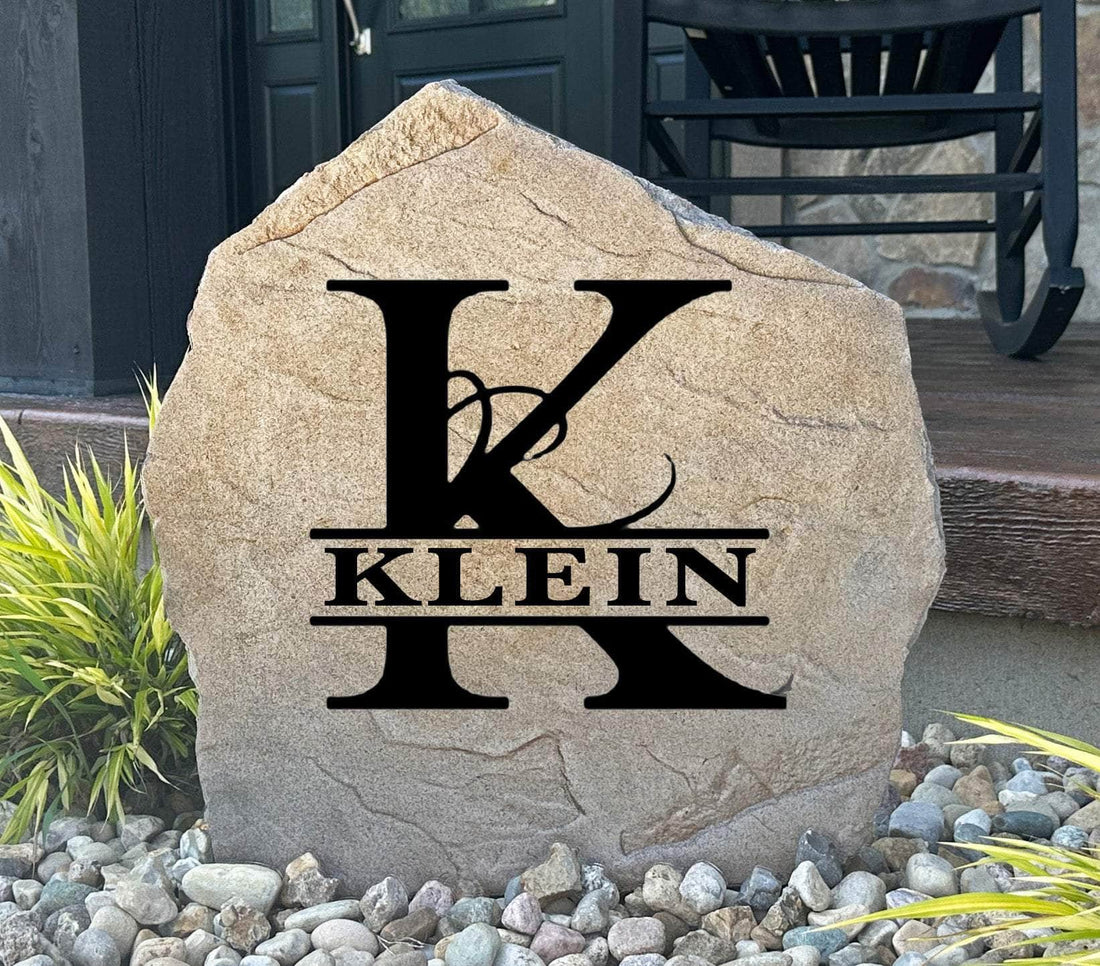 Engraved Fancy Monogram stone, perfect for personalized home décor