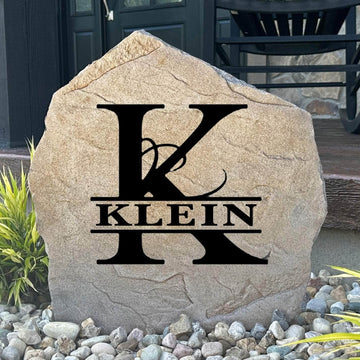 Personalized Fancy Monogram Stone featuring your custom family initial, creating an elegant centerpiece for front yards, gardens, and welcoming entryways.