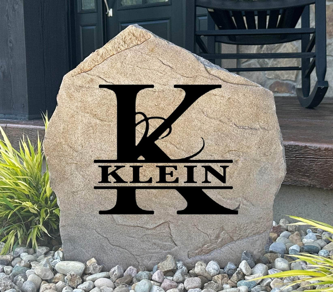 Engraved Fancy Monogram stone, perfect for personalized home décor
