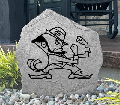 Fighting Irish rock with bold leprechaun logo, ideal for fans, grads, or game day décor.