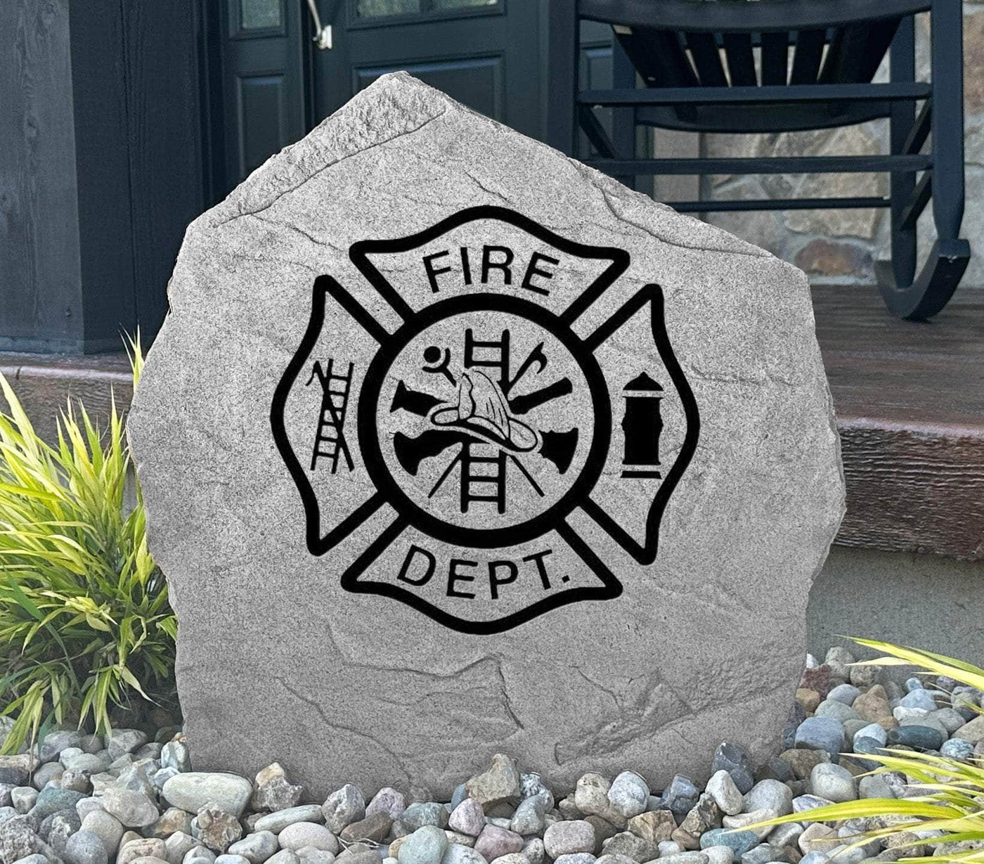 Custom engraved fire department stone for firefighters