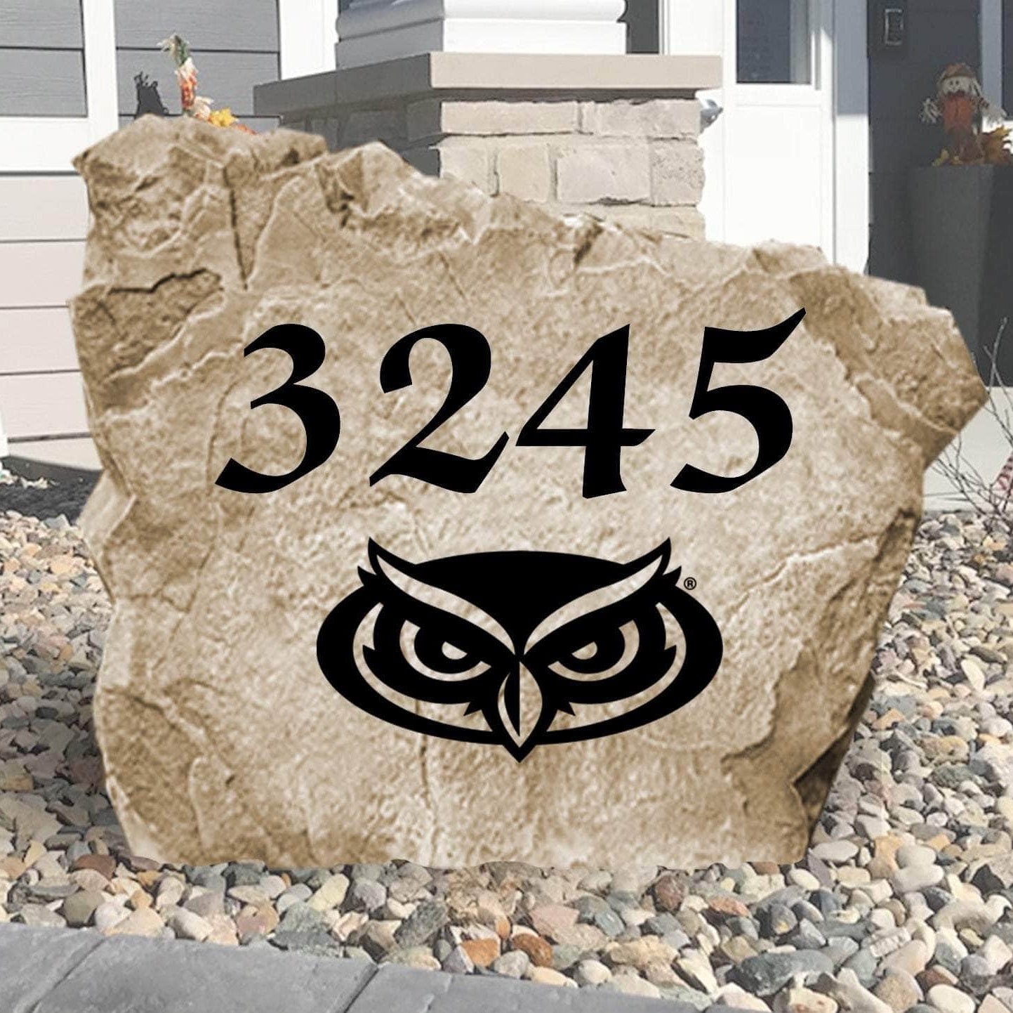 Personalized Florida Atlantic University Address Stone engraved with custom house numbers, creating a welcoming Owls-inspired entrance for your home.