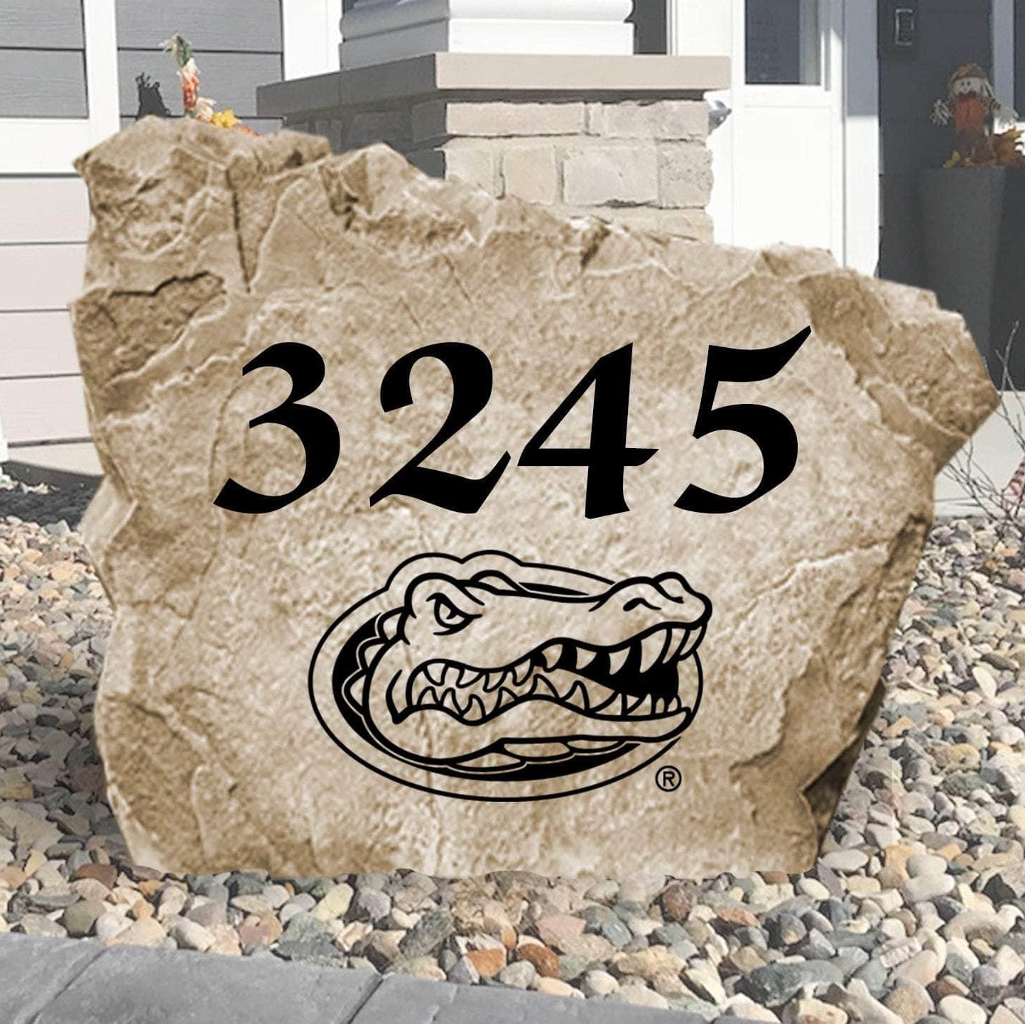Personalized Florida Gators Address Stone engraved with custom house numbers, creating a bold Gator-inspired entrance that stands out in any landscape.