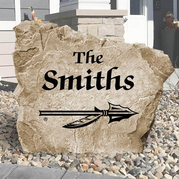 Personalized Florida State University Name Stone engraved with your family surname, creating a bold Seminoles-inspired centerpiece for your home's landscape.