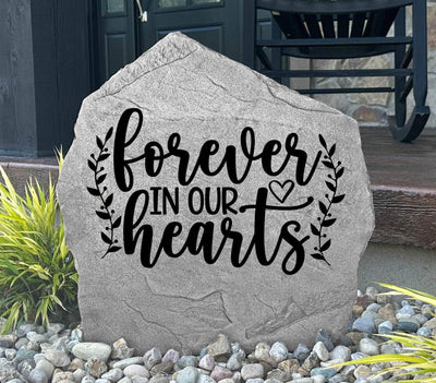 Personalized Forever In Our Hearts memorial stone for remembrance