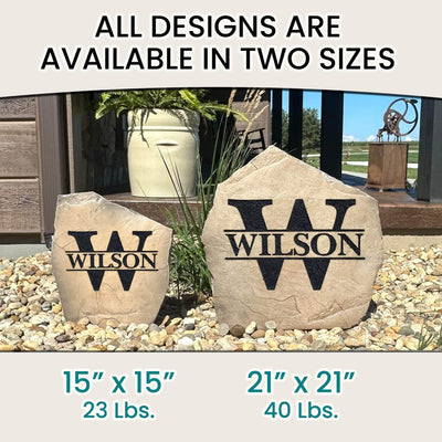 Engraved stones with customizable design for garden and landscaping. Family Name Stone