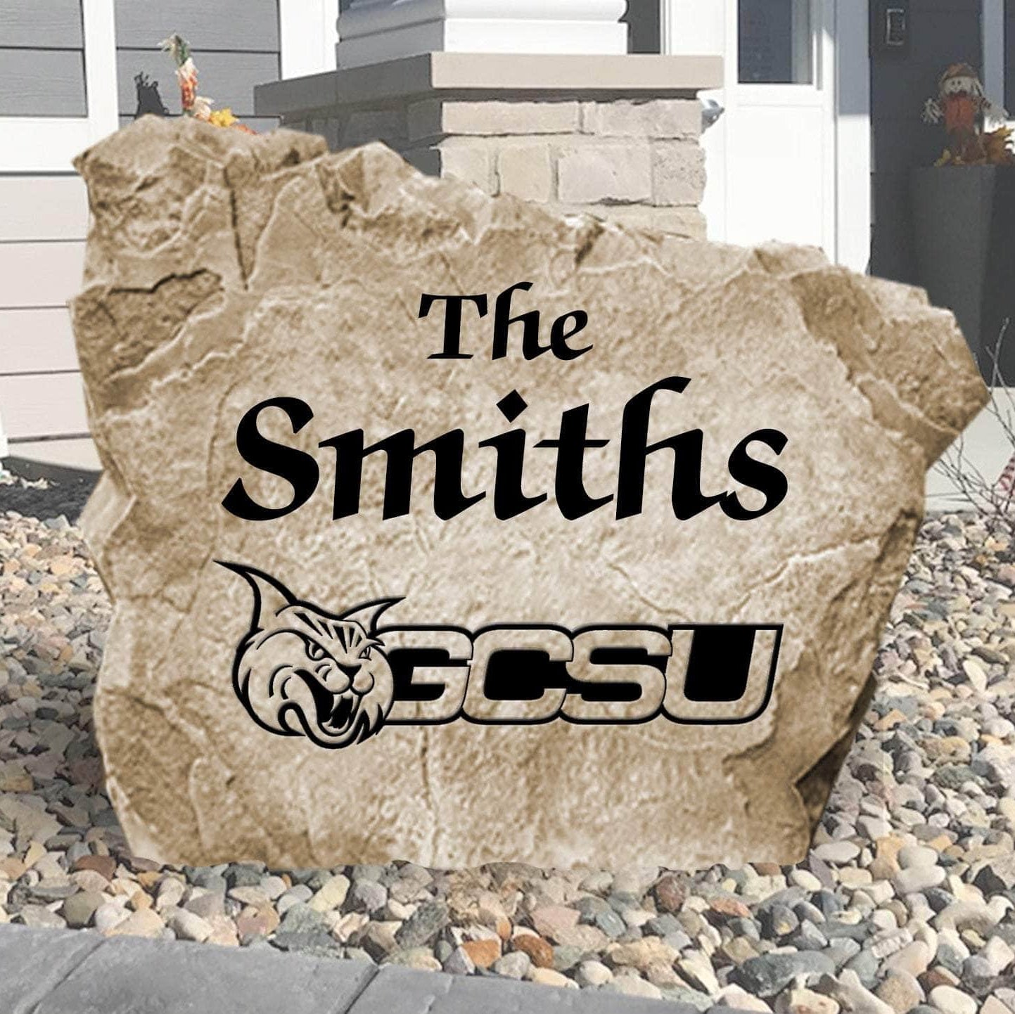 Personalized Georgia College family name stone engraved with your surname, creating an elegant outdoor landscape feature that celebrates your school pride.