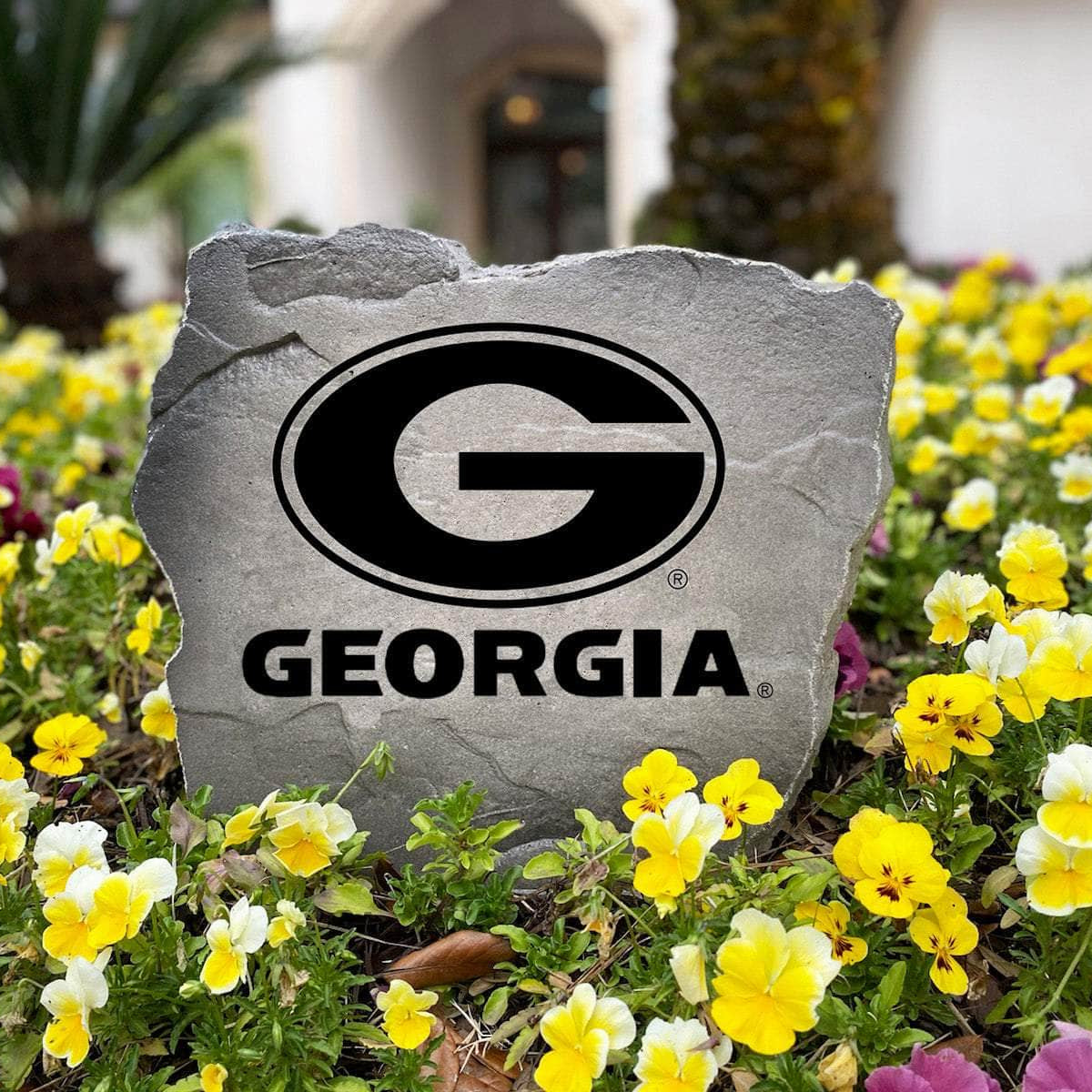Officially licensed Georgia Bulldogs Logo Stone handcrafted in the USA with detailed team engraving and weather-resistant durability. This decorative garden stone enhances outdoor spaces with lasting beauty and collegiate spirit