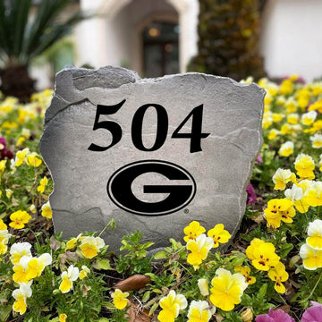 Officially licensed Georgia Bulldogs Address Stone handcrafted in the USA with custom house numbers and detailed team artwork. This weather-resistant address stone provides lasting beauty and curb appeal for front yards and entryways.