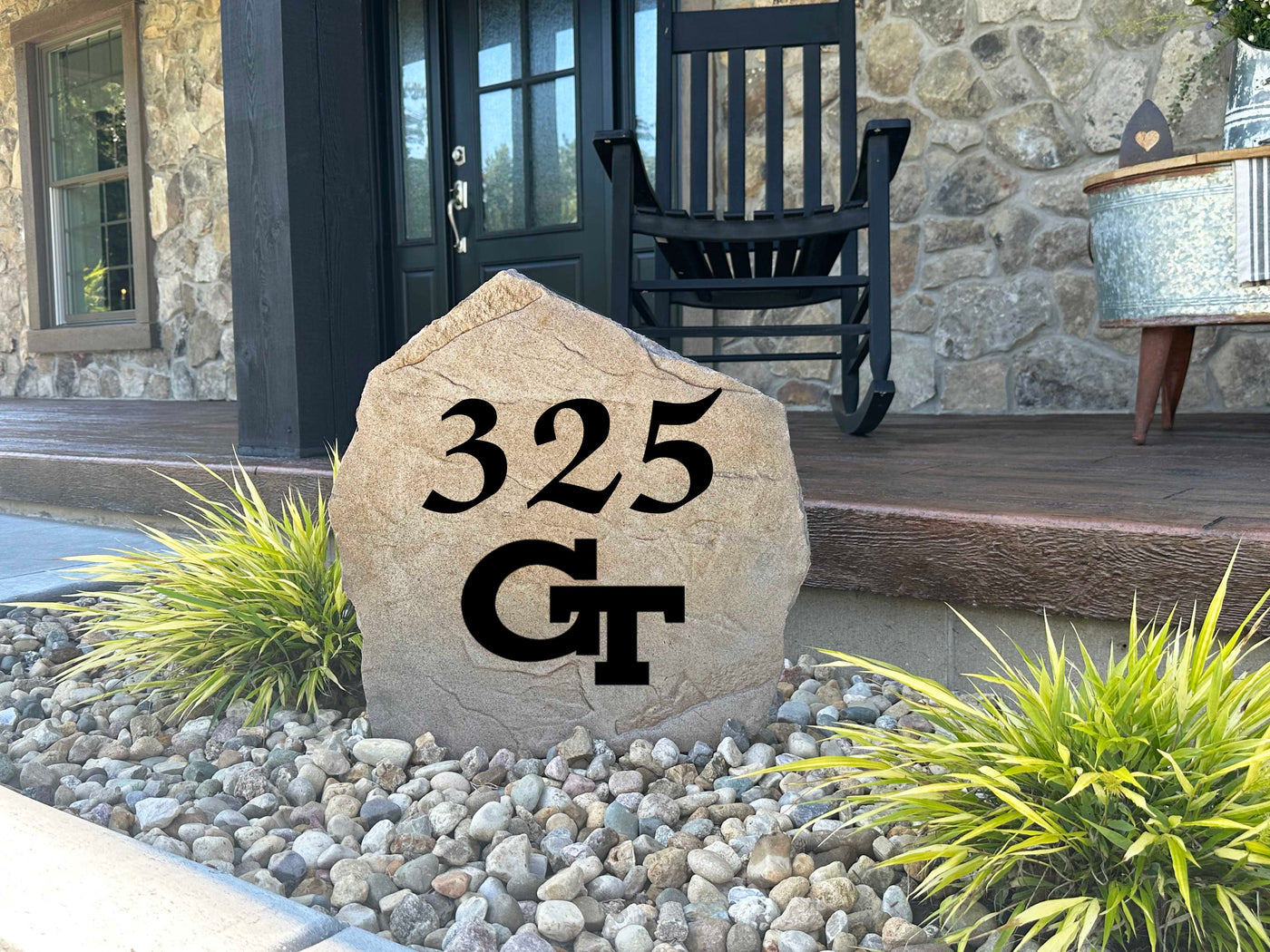Outdoor Georgia Tech address rock perfect for garden or yard
