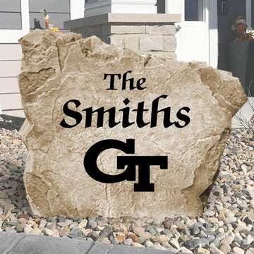 Officially licensed Georgia Tech Name Stone personalized with your family name and engraved directly into premium stone. This custom outdoor décor celebrates Yellow Jackets pride while creating a welcoming entrance to your home.