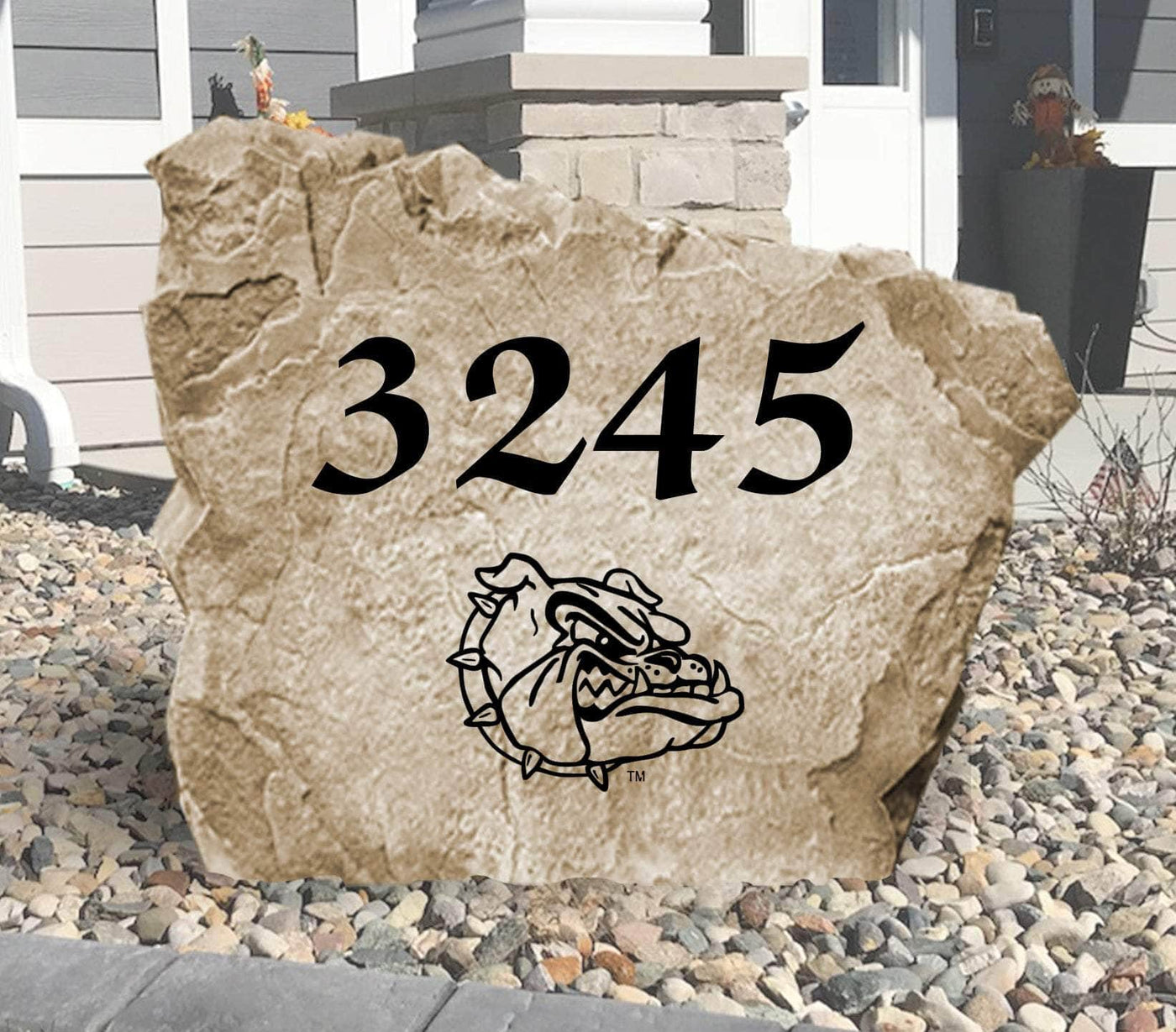 Engraved Gonzaga University address stone for landscaping décor