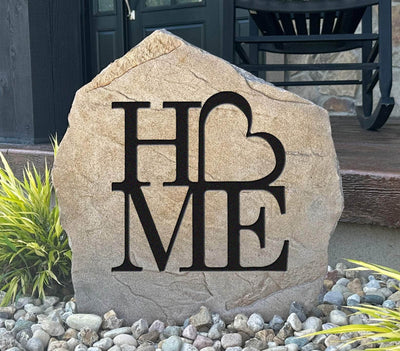 Engraved Home Heart stone, perfect for porch or entryway décor