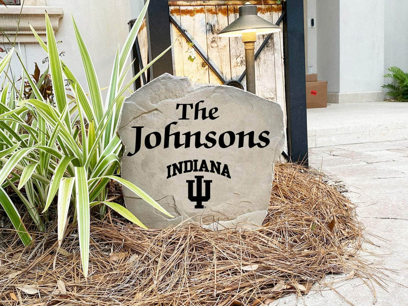 IU engraved family stone decor for garden or entryway