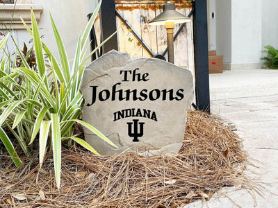IU engraved family stone decor for garden or entryway