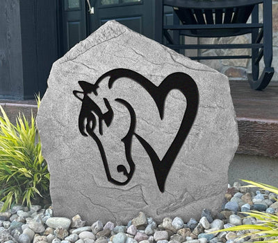 Engraved Horse Love stone, perfect for rustic outdoor home décor