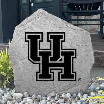 Custom rock featuring the bold UH Cougars logo, great for front yard or porch décor.