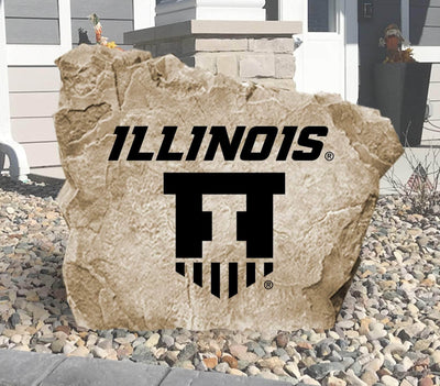 Personalized University of Illinois Badge logo rock for outdoor decor and gifting.