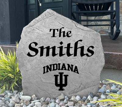 Personalized rock with Indiana Hoosiers logo and family name