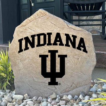 Officially licensed Indiana University Logo Stone featuring the iconic Indiana Hoosiers logo engraved directly into the stone surface. This decorative garden stone adds school spirit and curb appeal to front yards, patios, gardens, and entryways.