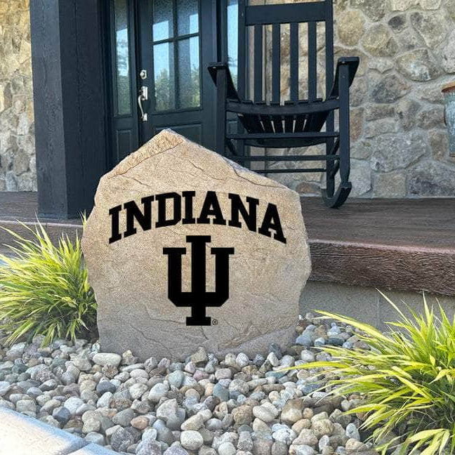 Decorative Indiana Hoosiers Logo Stone with officially licensed team graphics carved directly into the stone surface. Perfect for gardens, patios, fan caves, and entryways, this outdoor décor celebrates Indiana tradition and school pride.