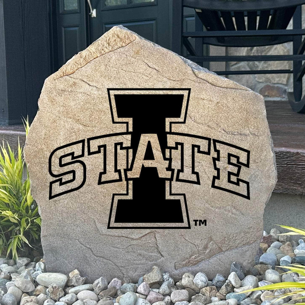 Officially licensed Iowa State University Logo Stone featuring the iconic Cyclones logo permanently engraved into premium stone. This decorative outdoor accent adds college spirit to gardens, patios, walkways, and front landscapes.