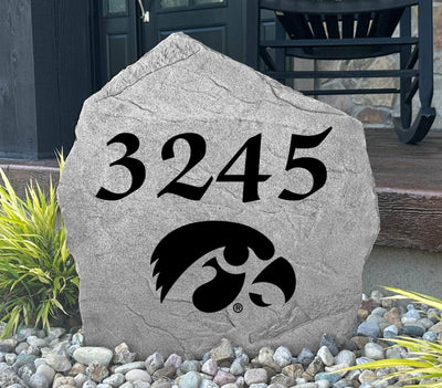 Iowa Hawkeyes house number stone for front yard