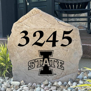 Personalized Iowa State University address stone engraved with custom house numbers, creating a welcoming Cyclones-inspired entrance for your home.