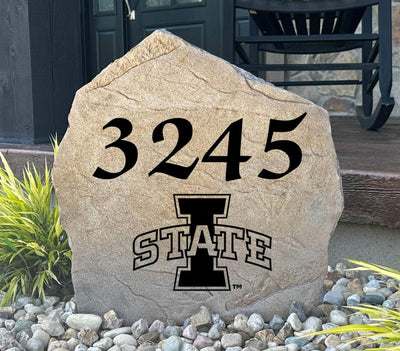 Iowa State University engraved address stone with logo