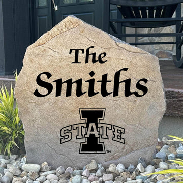 Officially licensed Iowa State University Name Stone personalized with your family name and engraved directly into premium stone. This custom outdoor décor celebrates Cyclones pride while creating a welcoming entrance to your home.